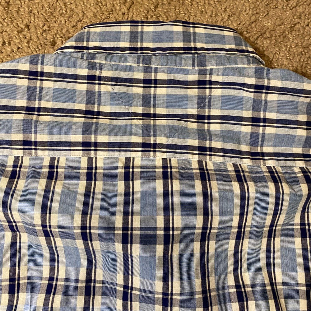 Tommy Hilfiger Adult Mens Size 15.5 Button Up Down Cotton Blue Dress Shirt - Picture 9 of 10